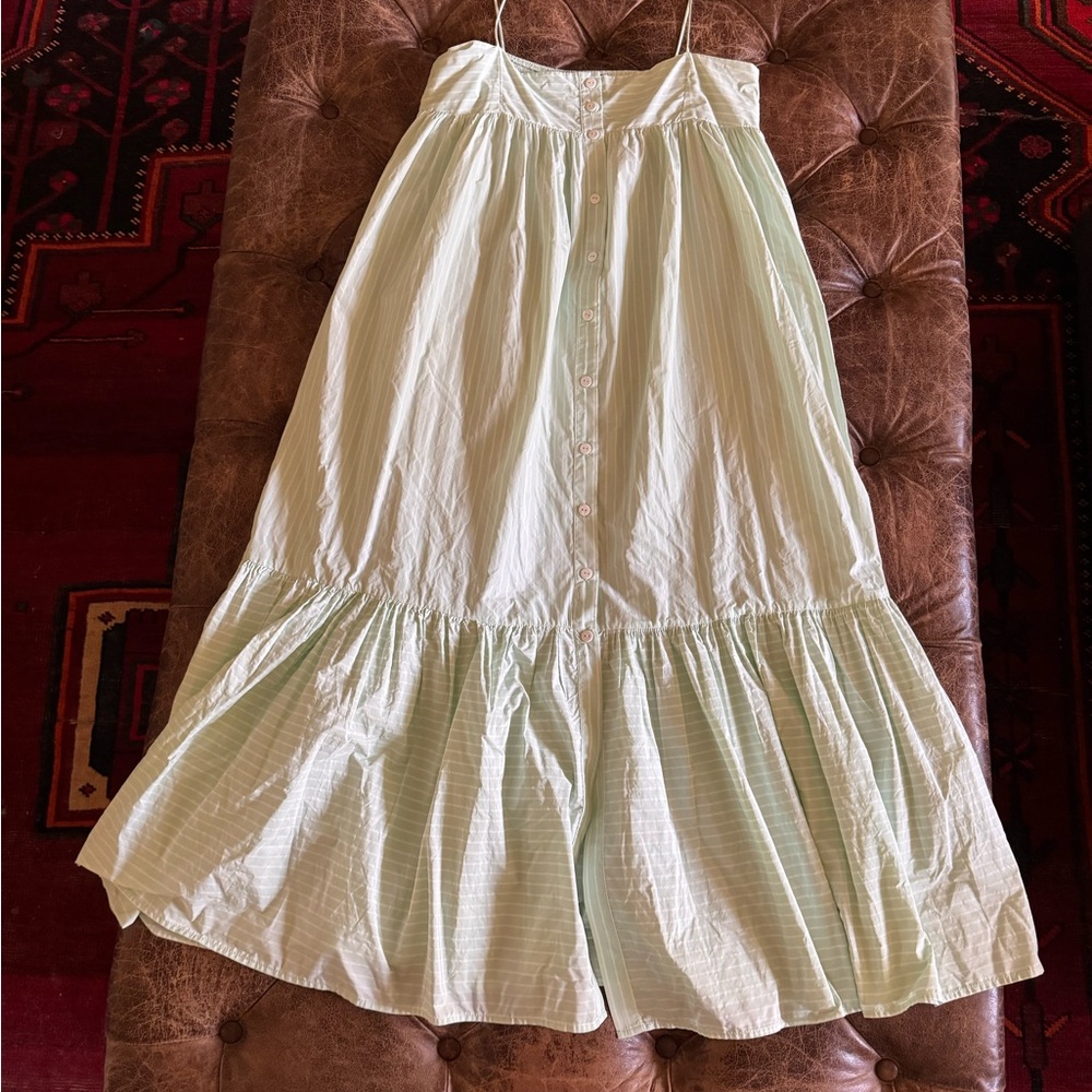 Zara Light Mint Smocked Top with Spaghetti Straps